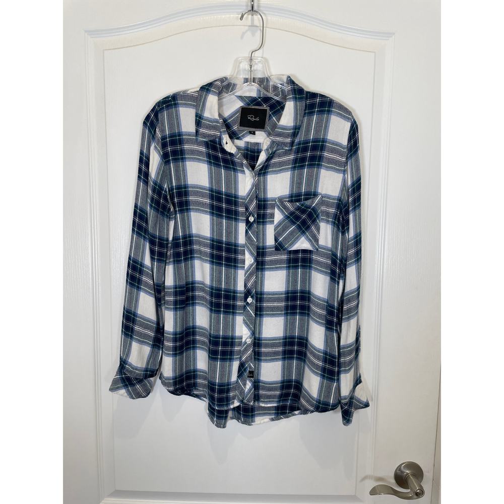 Rails Hunter Plaid Flannel Button Down Shirt Blue White S